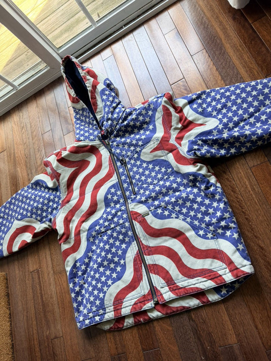 Supreme Flag Quilted Hooded Work Jacket Large - Size L - Back View