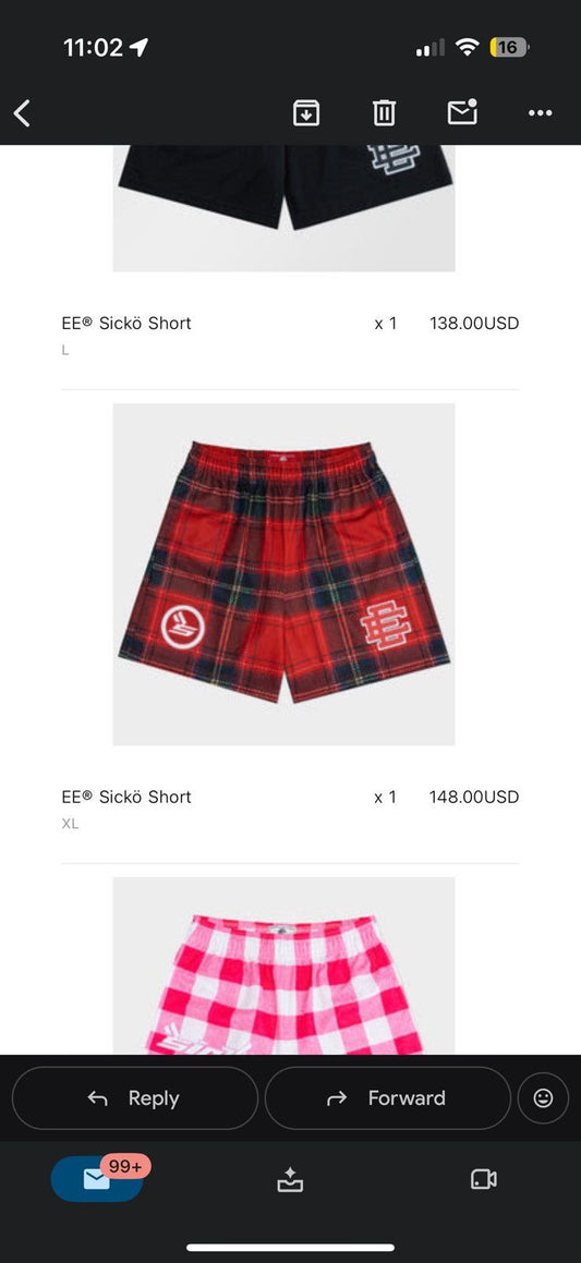 Eric Emanuel Ian Connor Sicko Shorts XL Red - Red - Size 36 (XL) - Back View