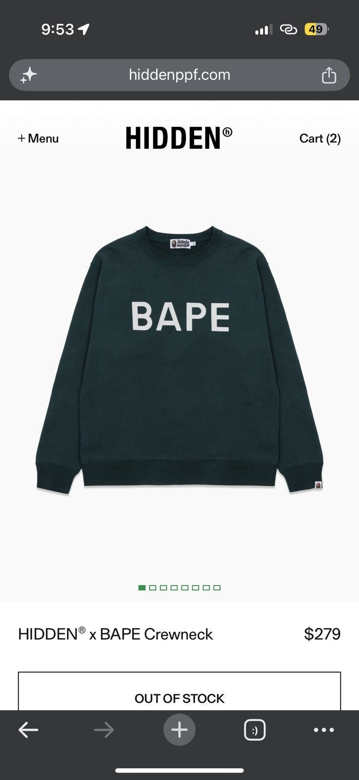 Bape X Hidden Bathing Ape Crewneck Green - Green - Size XL - View 7