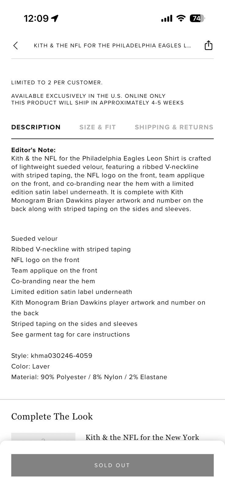 Kith Philadelphia Eagles Leon Shirt - Green - Size S - View 8