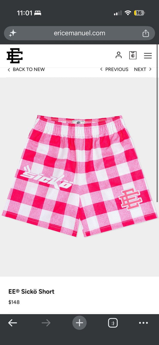 Eric Emanuel Ian Connor Sicko Shorts XL Pink - Pink - Size 36 (XL) - Front View