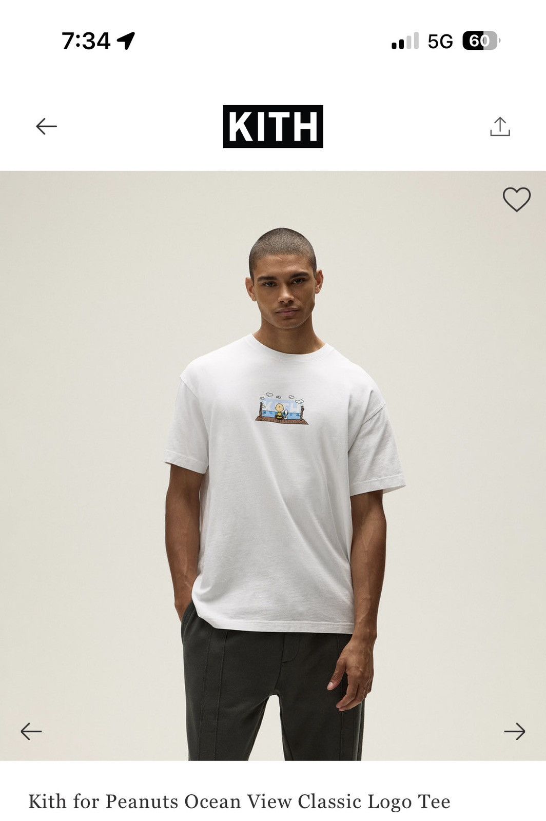 Kith x Peanut s Kith For Peanuts Ocean View Classic Logo Tee Whi - White - Size SXL - Tag/Label
