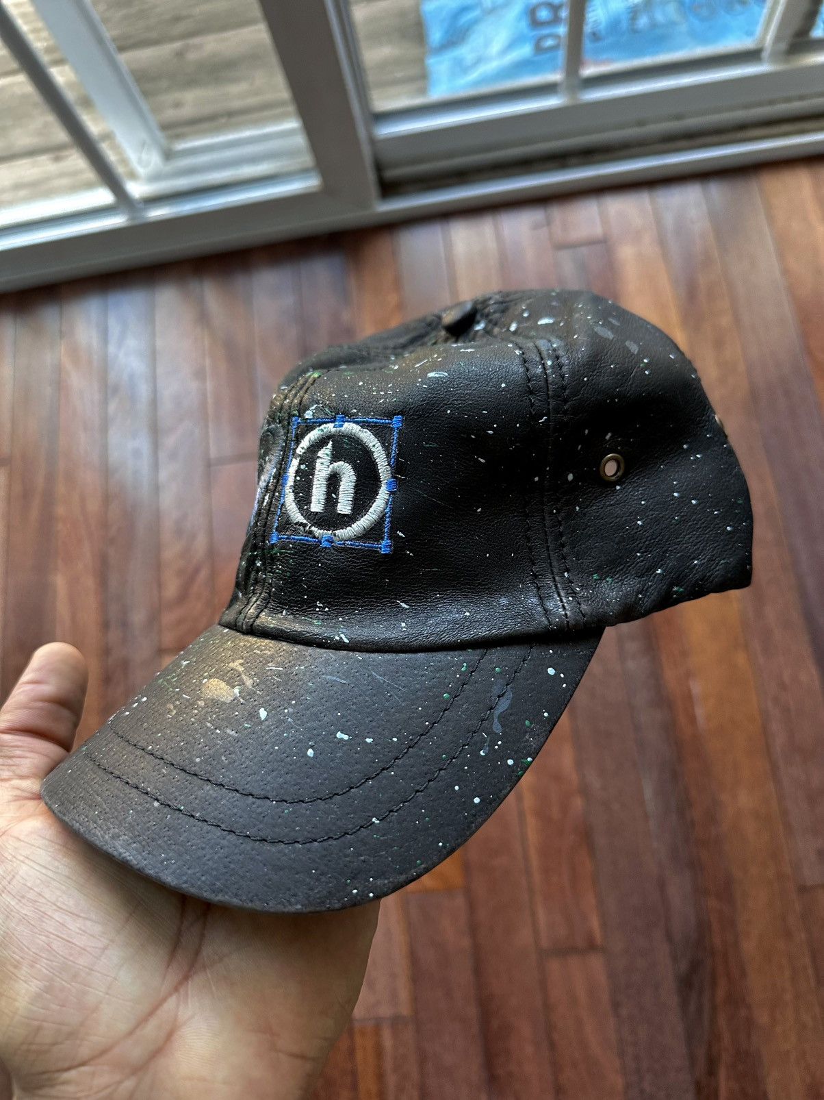Asics x HIDDEN Painted Washed Leather Hat Black - Black - Size OS - Detail Shot