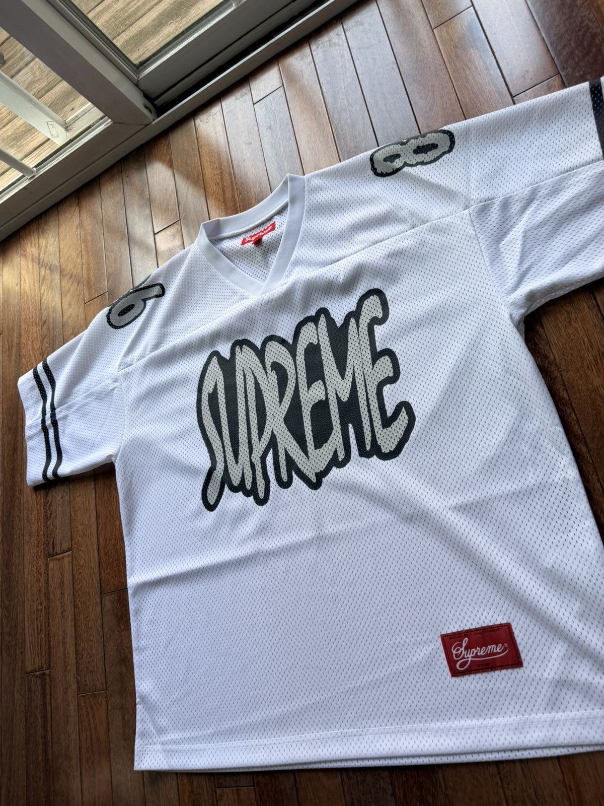 Supreme Reflective Football Jersey - White - Size M - Front View