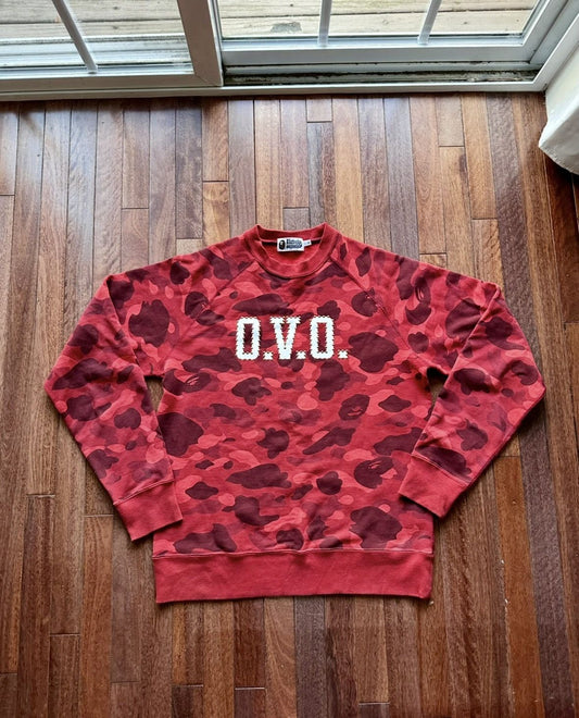 Bape X Ovo X Swarovski Crewneck Red - Red - Size XL - Front View