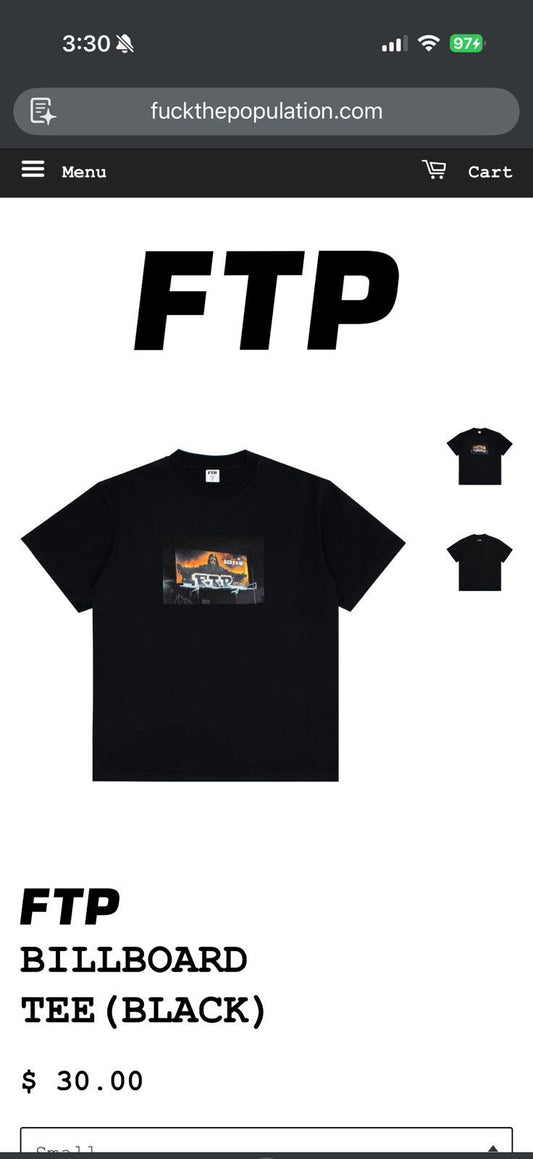 Fuck The Population Ftp  Billboard Tee Scream Black - Black - Size XL - Front View