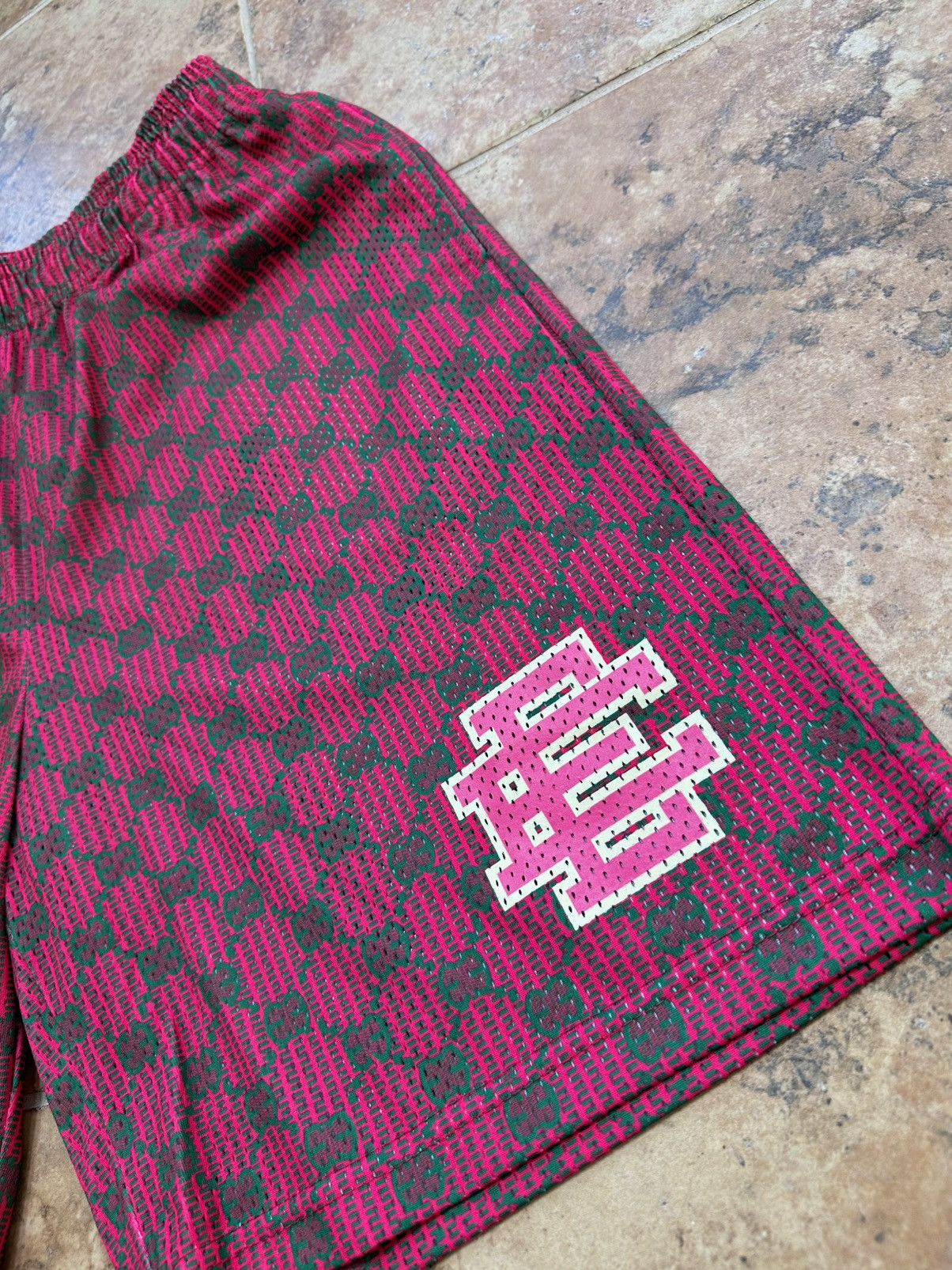 Eric Emanuel Baggy Shorts Large Red Ee Print - Red - Size 34 - Back View