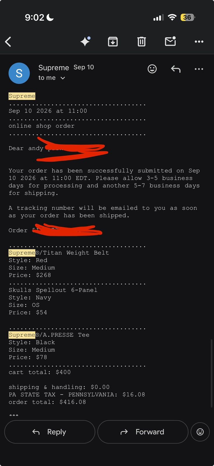 A.PRESSE x Supreme Tee Black Medium - Black - Size Medium - Tag/Label