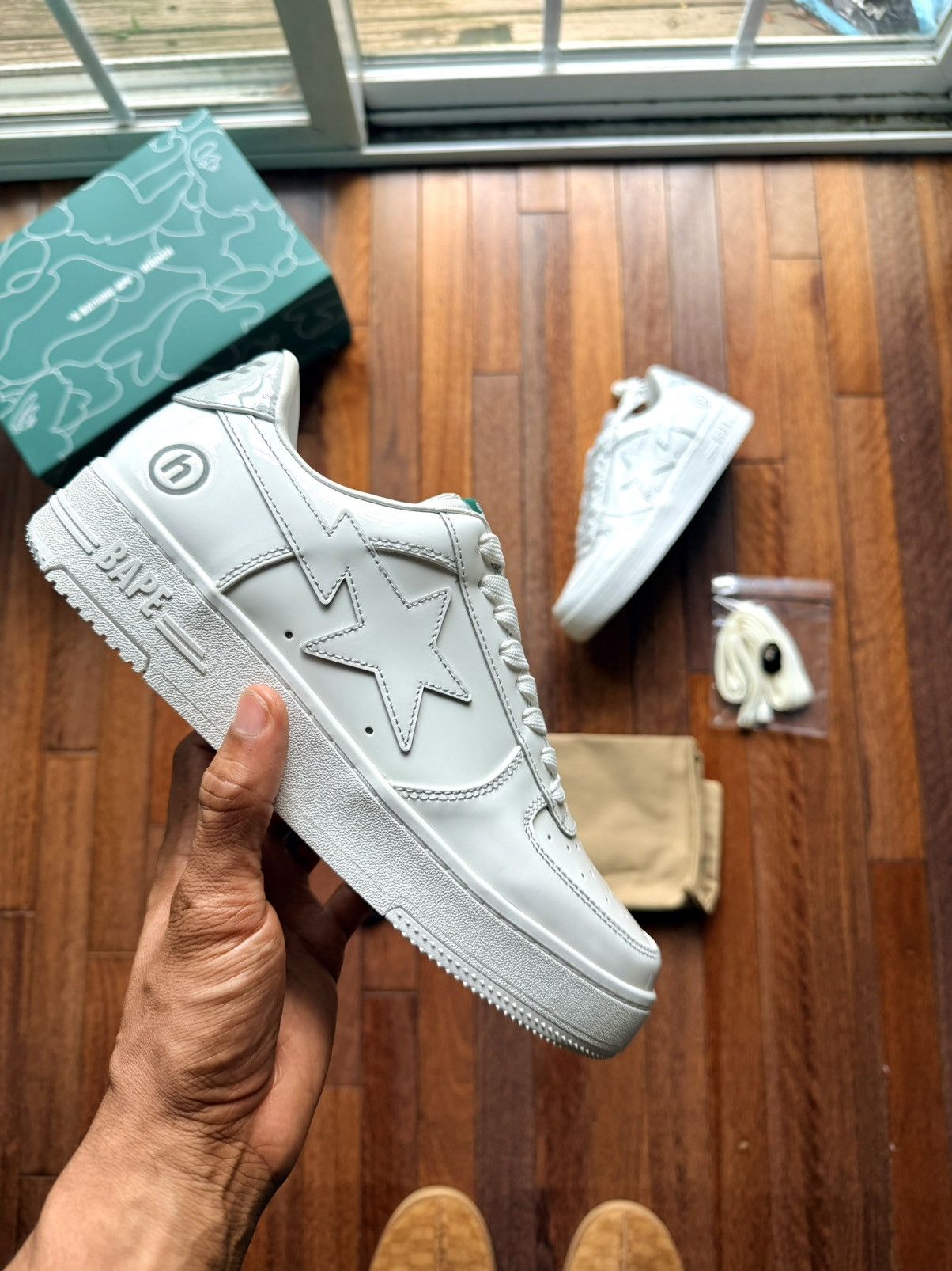Bape Hidden  Sta 1 Friends Family Patent Leather Size 1 - White - Size 10 - Tag/Label