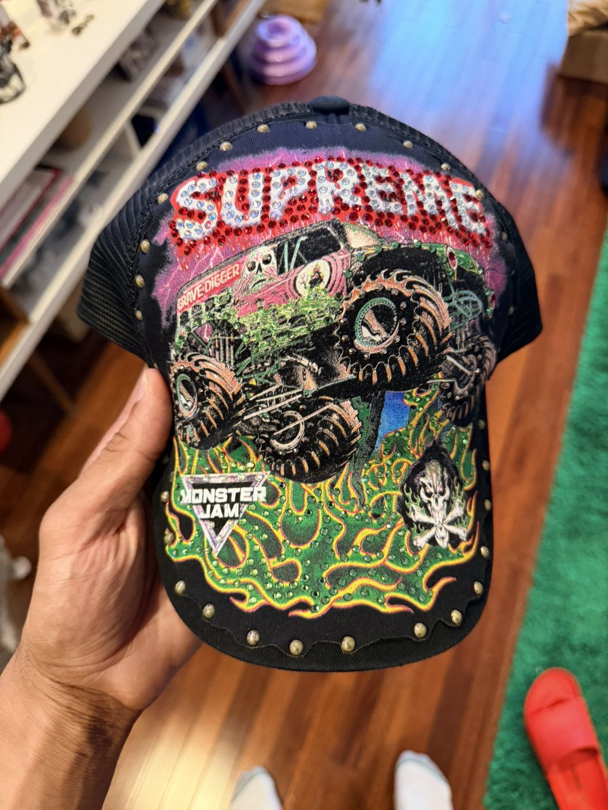 Supreme Monster Jam Grave Digger Mesh Back 5 Panel Trucker - Size OS - Tag/Label