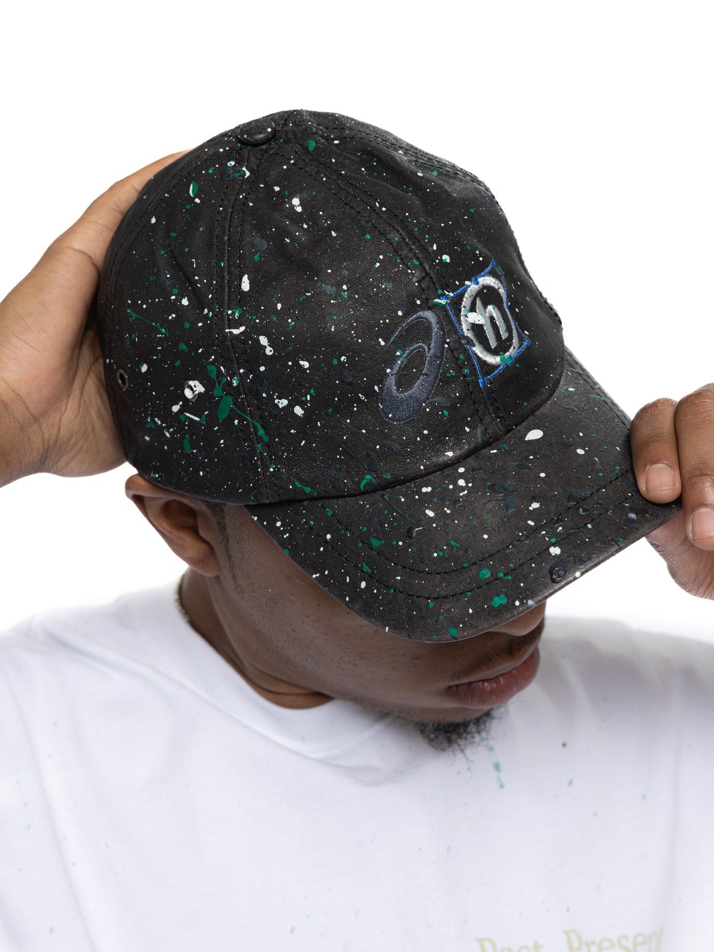 Asics x HIDDEN Painted Washed Leather Hat Black - Black - Size OS - View 18