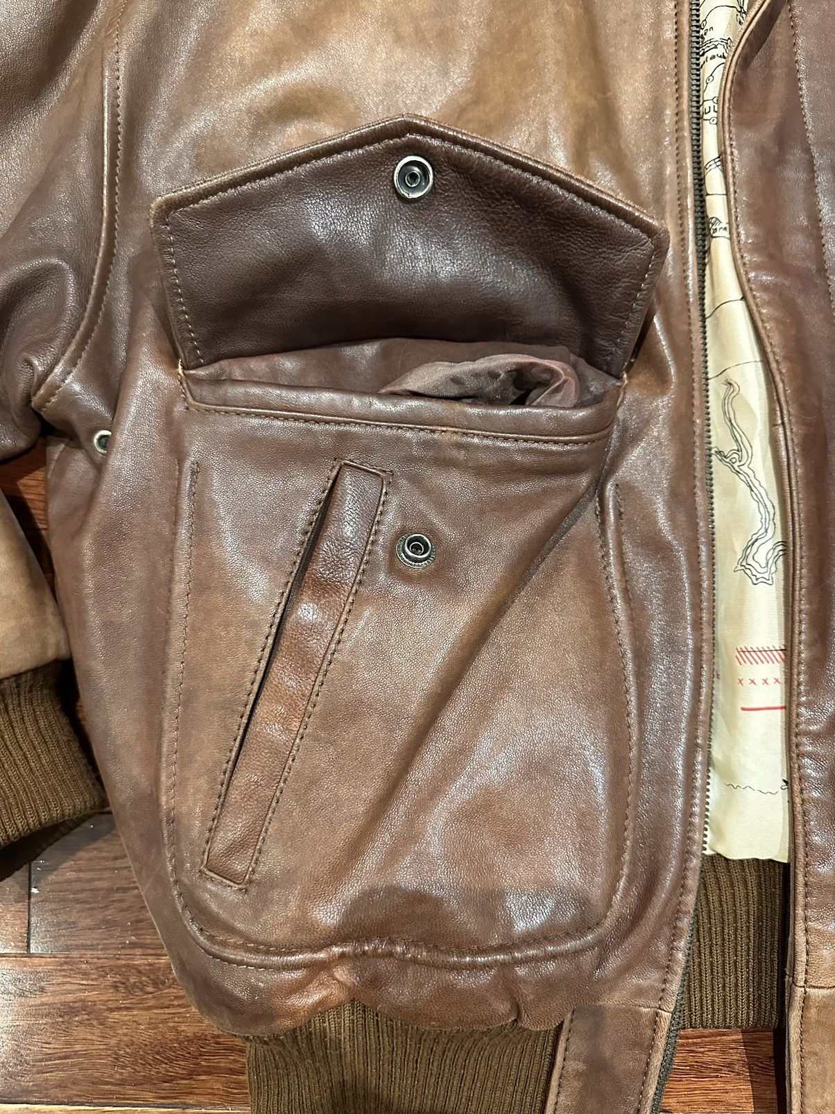 Avirex x Vintage Rare Avirex A 2 Leather Bomber Jacket Air Force Sl - Brown - Size M - View 5