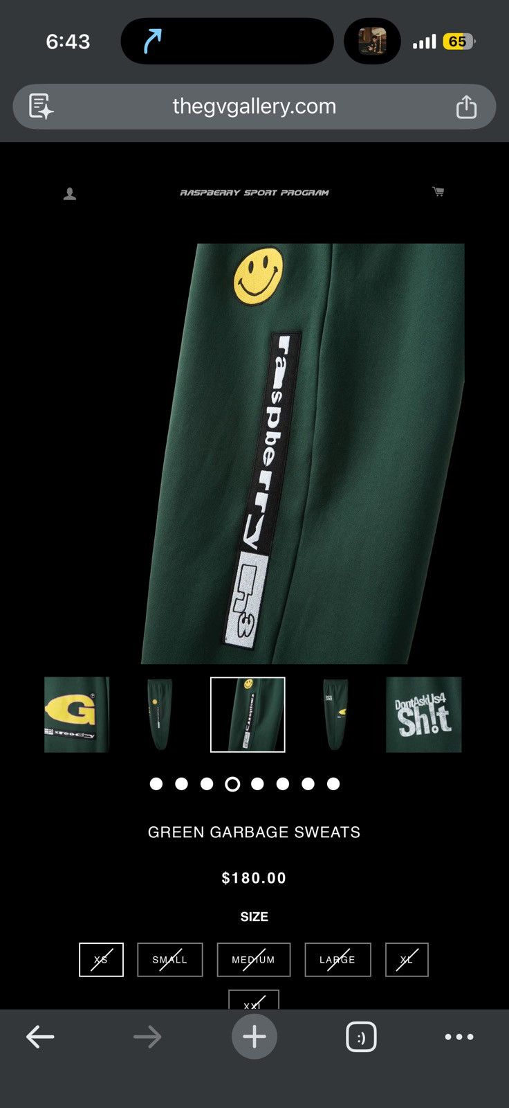 The GV Gallery Gv Gallery Greedy Unit Garbage Sweatpants - Green - Size 36 - View 9