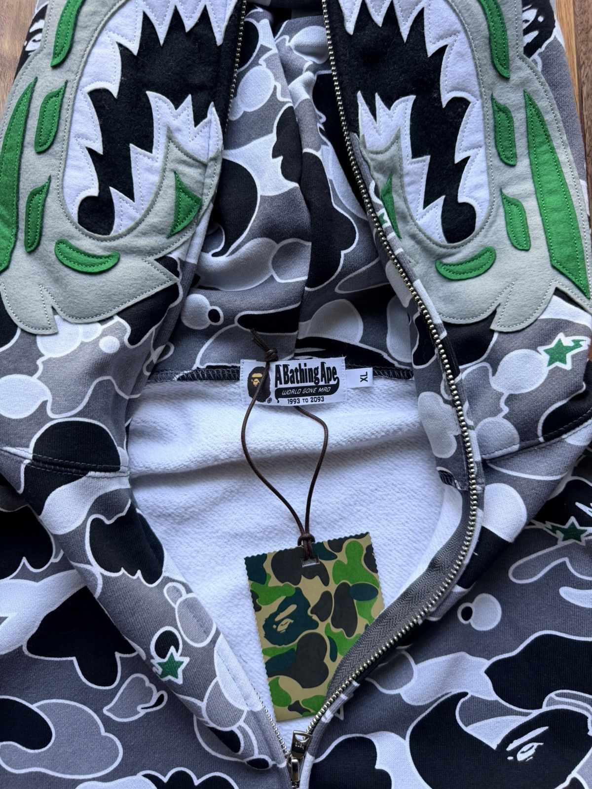 Bape X Hidden Sta Camo Tiger Full Zip Hoodie - Red - Size XL - View 5