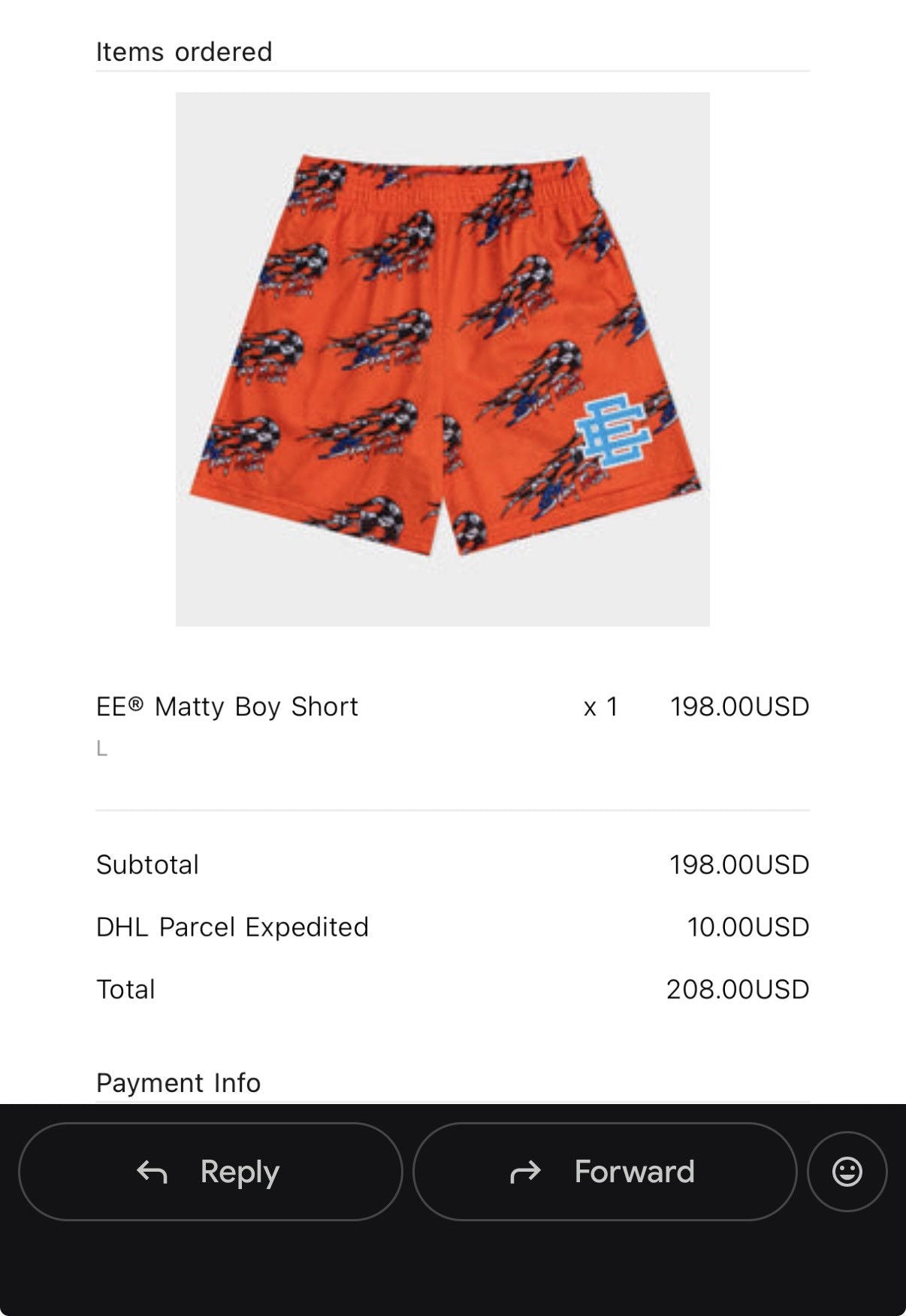 Eric Emanuel Matty Boy Short Orange Stay Fast Large - Orange - Size 34 - View 6