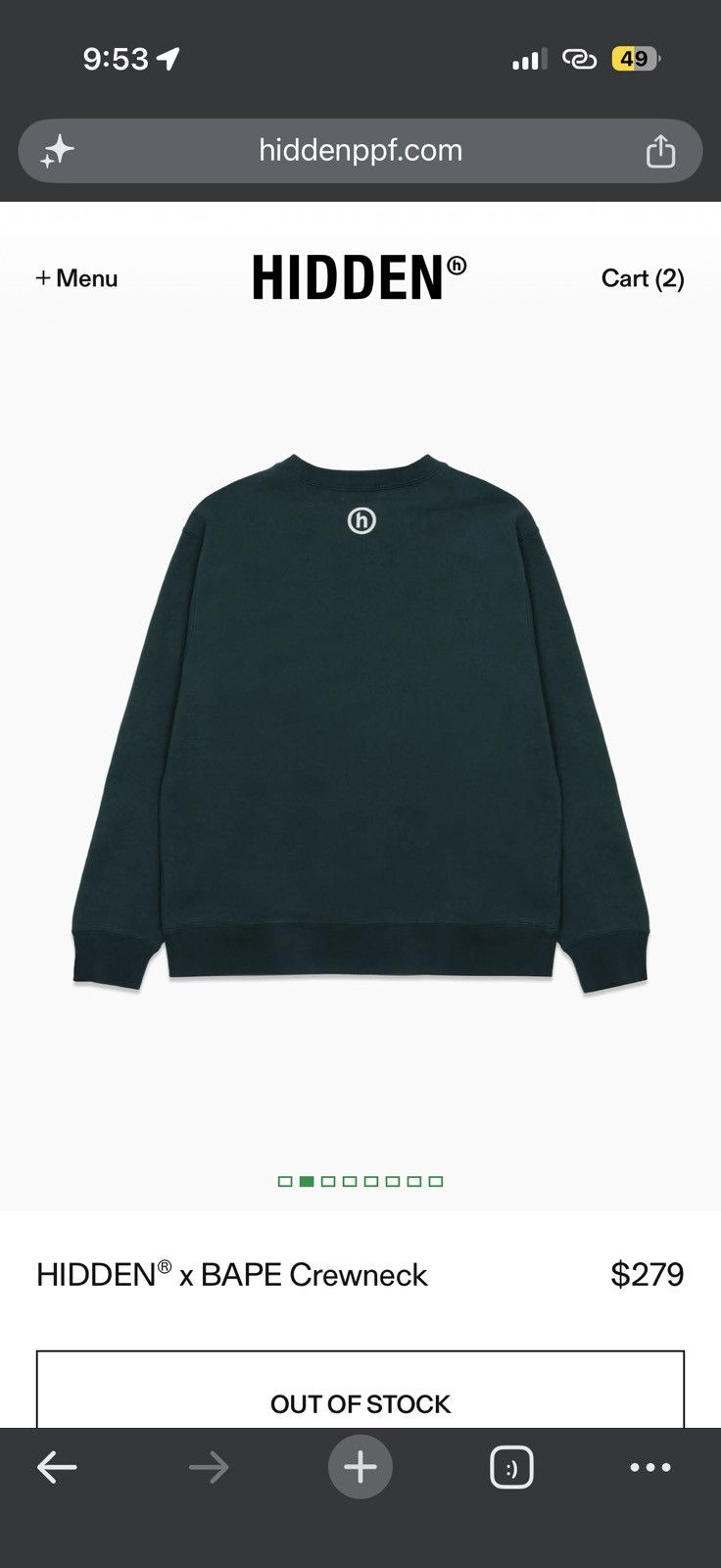 Bape X Hidden Bathing Ape Crewneck Green - Green - Size XL - Detail Shot