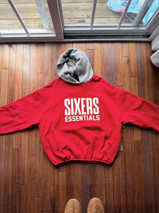 Essentia ls Fear Of God ls 76Ers Sixers Hoodie Red Medium - Red - Size LS - Front View