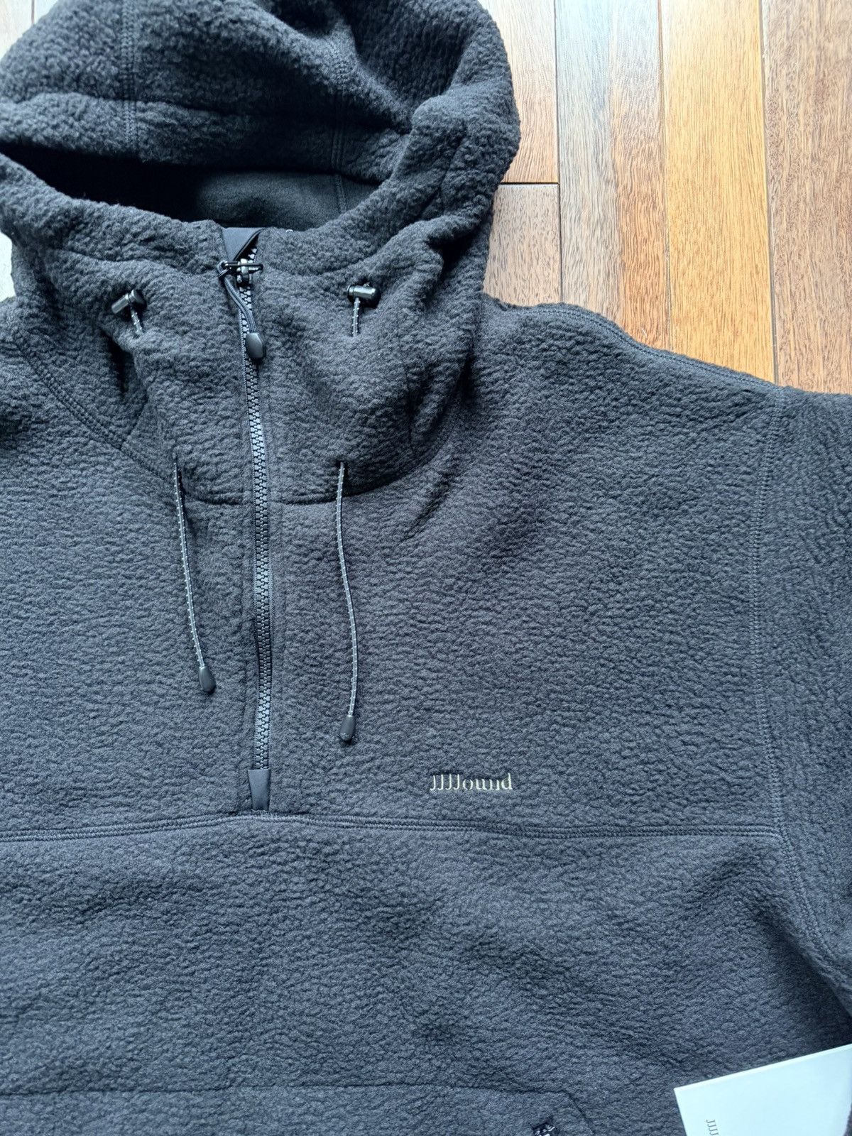 JJJJound City Camper Top Quarter Zip Medium - Black - Size M - Detail Shot
