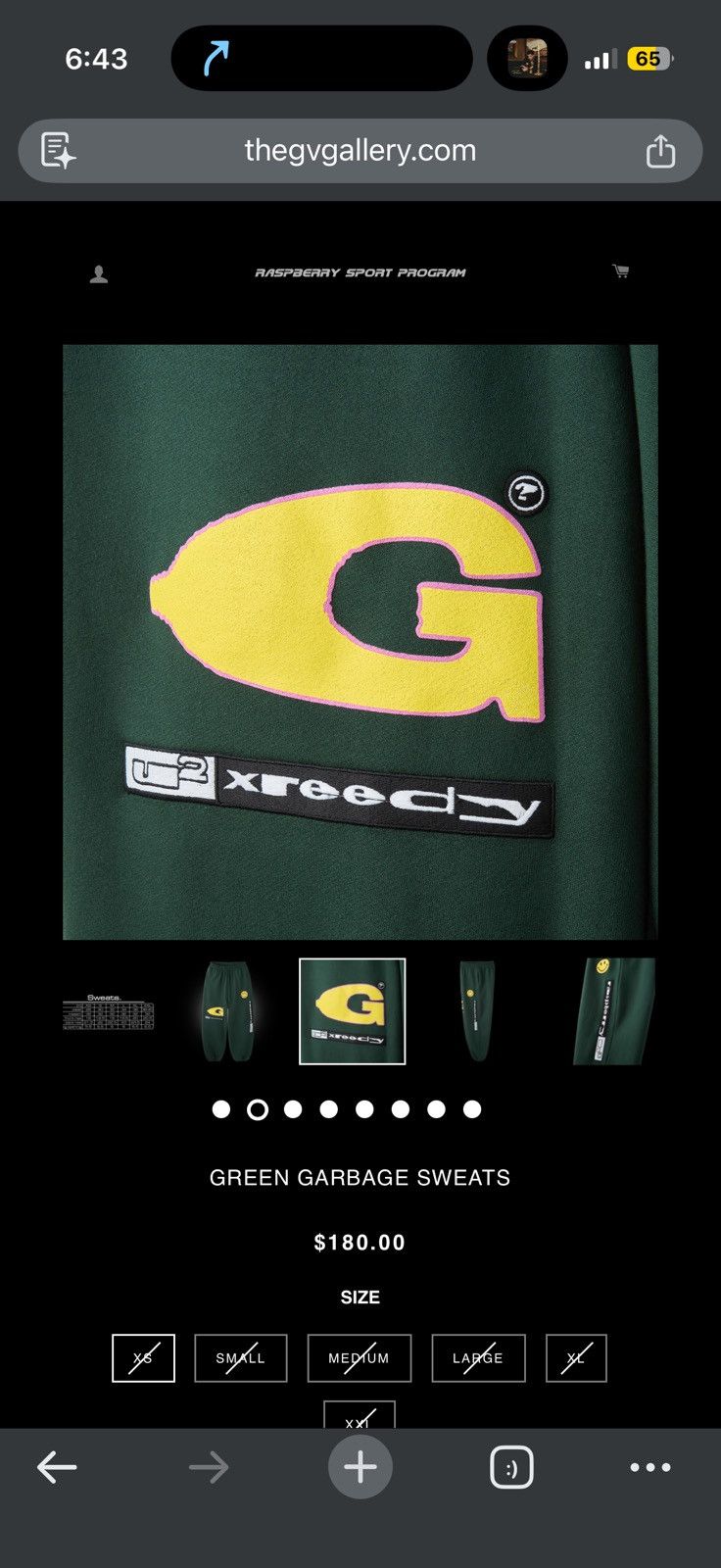 The GV Gallery Gv Gallery Greedy Unit Garbage Sweatpants - Green - Size 36 - View 10