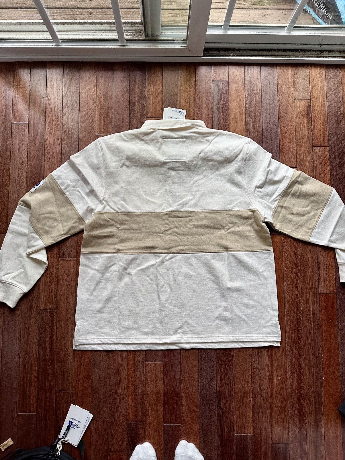 Aime Leon Dore North Face Face Script Logo Rugby - White - Size XL - View 5