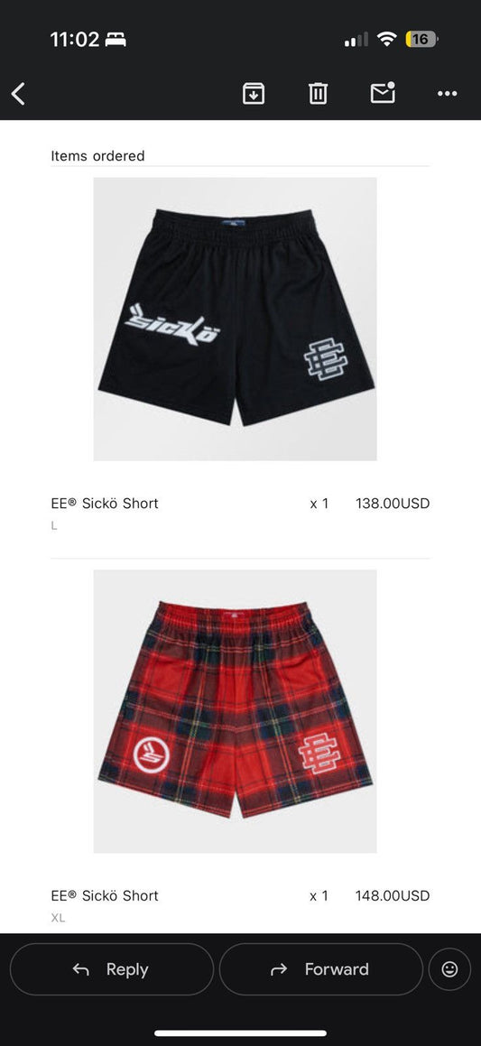 Eric Emanuel Ian Connor Sicko Shorts Large Black - Black - Size 34 (Large) - Back View