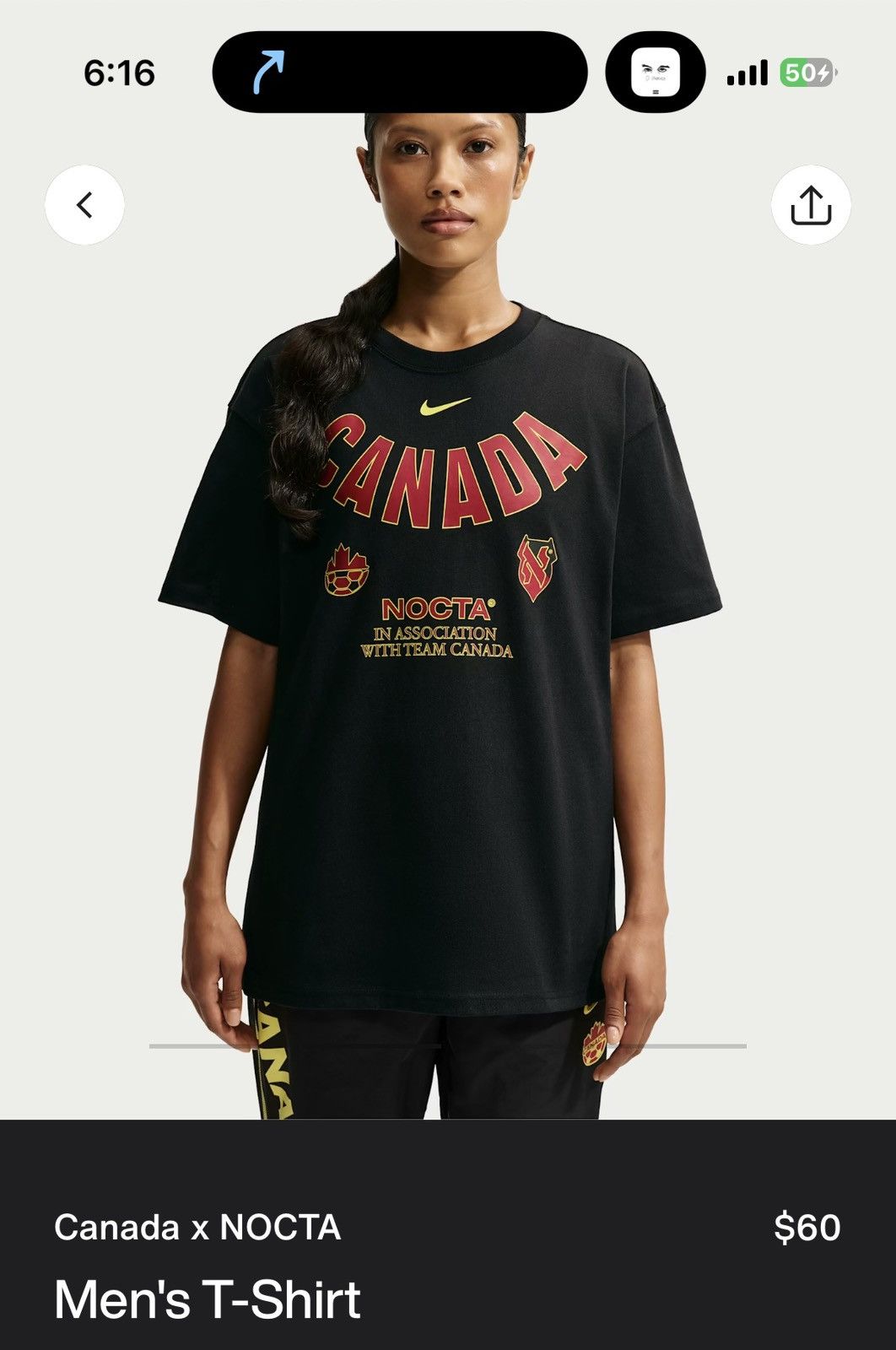 NOCTA x Nike Nocta Nike Canada X2 World Cup Tee - Black - Size XL - View 6