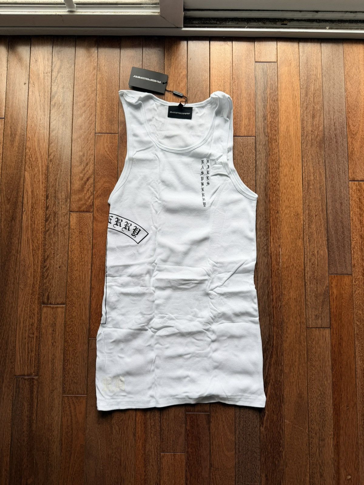 The GV Gallery Gv Gallery Raspberry Hills Fake Chrome Hearts Tank - White - Size XL - Detail Shot