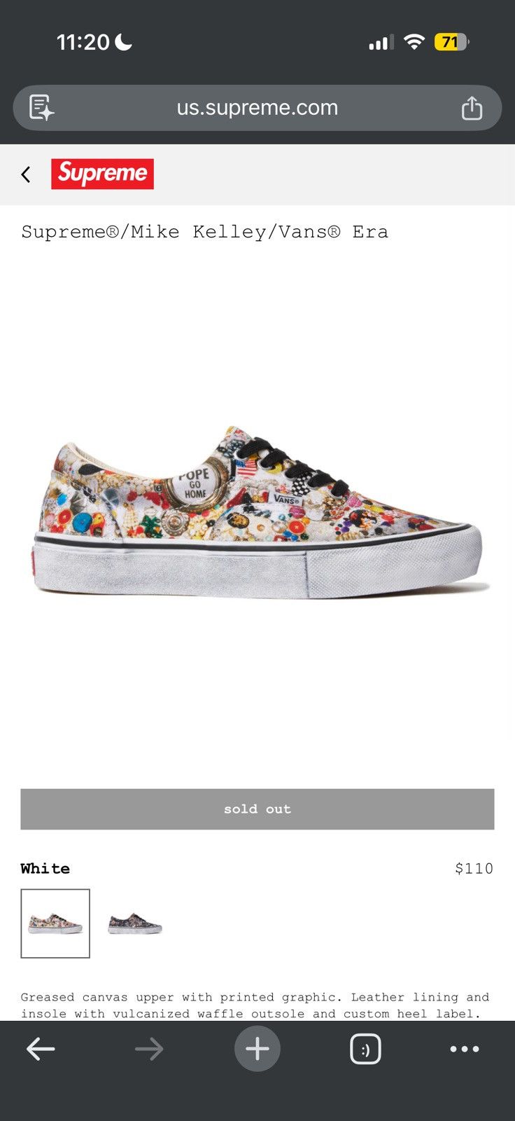 Supreme x Vans Supreme Mike Kelley Vans Era 12 White - White - Size 12 - View 8