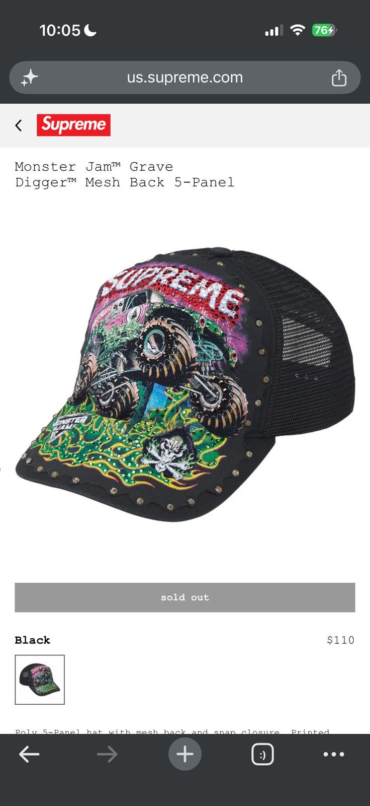 Supreme Monster Jam Grave Digger Mesh Back 5 Panel Trucker - Size OS - View 8