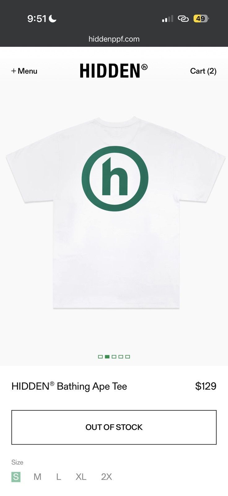 Bape X Hidden Bathing Ape Tee White - White - Size XL - Back View