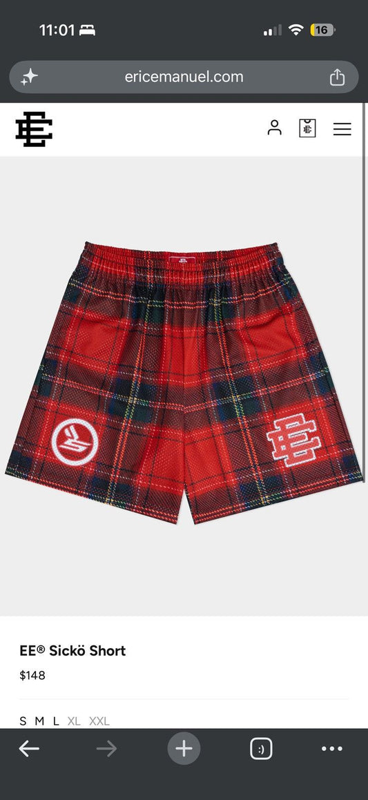 Eric Emanuel Ian Connor Sicko Shorts XL Red - Red - Size 36 (XL) - Front View