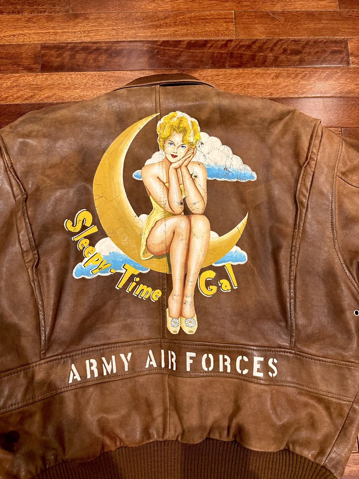 Avirex x Vintage Rare Avirex A 2 Leather Bomber Jacket Air Force Sl - Brown - Size M - Back View