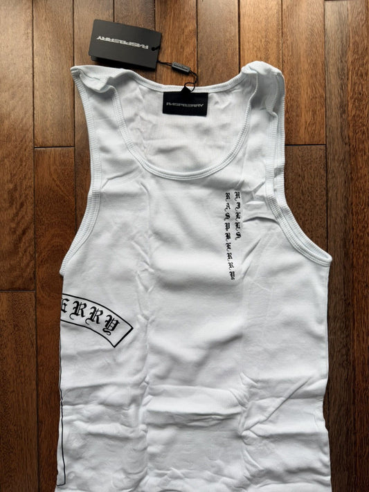 The GV Gallery Gv Gallery Raspberry Hills Fake Chrome Hearts Tank - White - Size XL - Front View