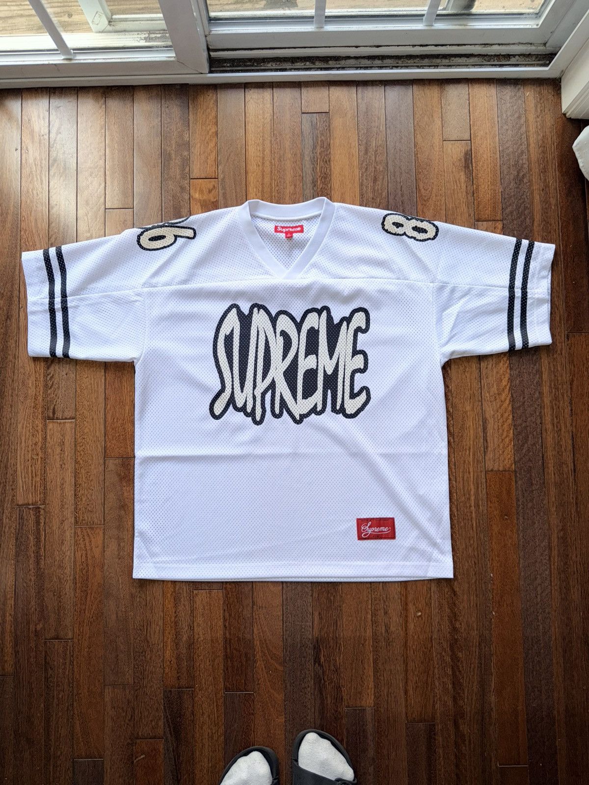 Supreme Reflective Football Jersey - White - Size M - Detail Shot