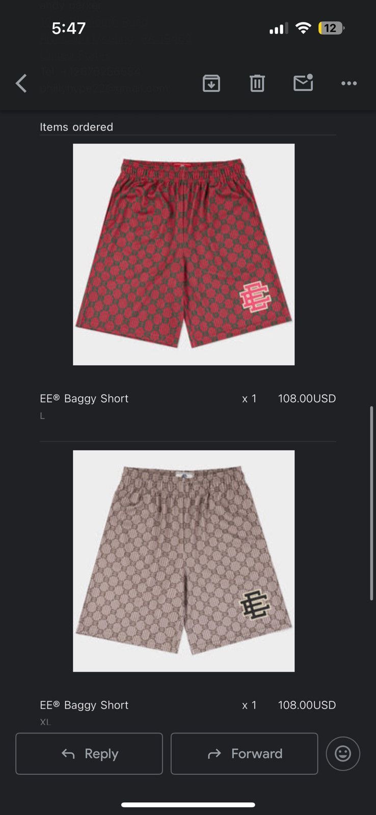 Eric Emanuel Baggy Shorts Large Red Ee Print - Red - Size 34 - View 6