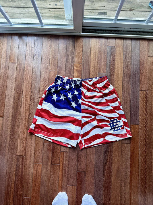 Eric Emanuel Usa American Flag Shorts Large - Size 34 - Front View