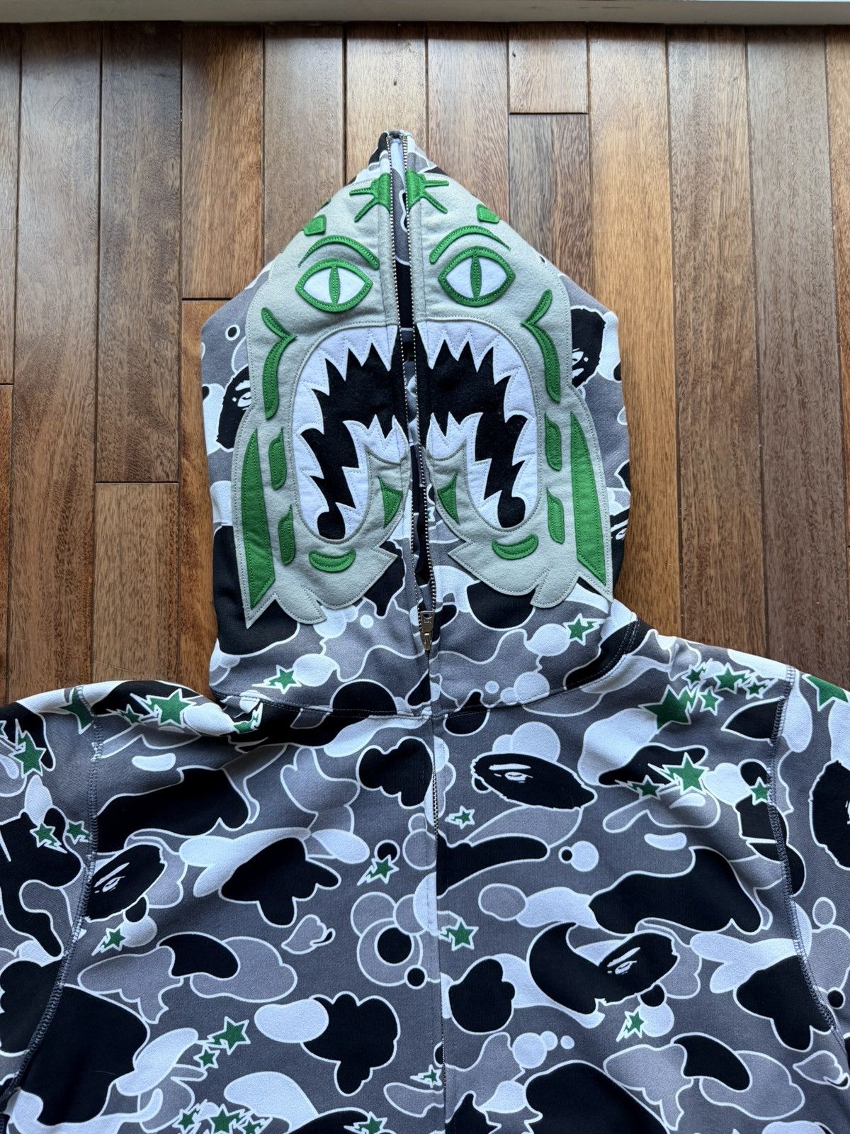 Bape X Hidden Sta Camo Tiger Full Zip Hoodie - Red - Size XL - Back View
