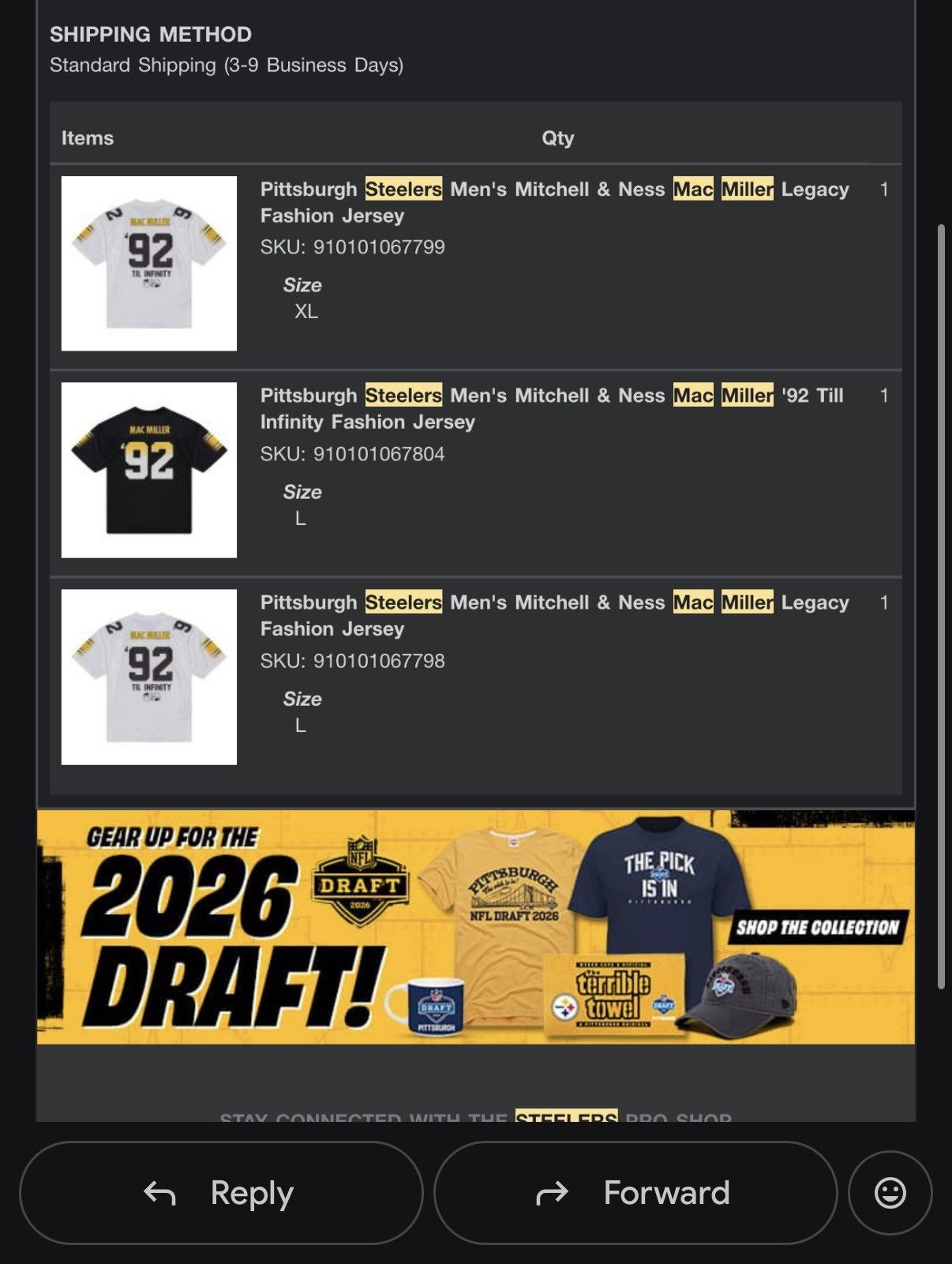 Mac Miller Steelers Blue Slide Park 92 Till Infinity Jersey - Black - Size L - View 6
