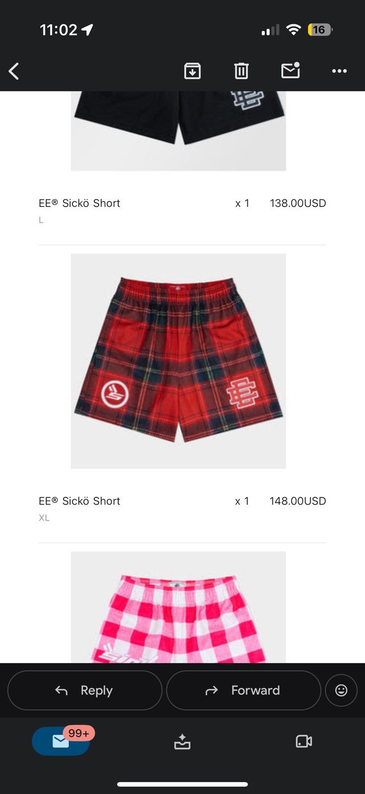 Eric Emanuel Ian Connor Sicko Shorts XL Red - Red - Size 36 (XL) - Back View
