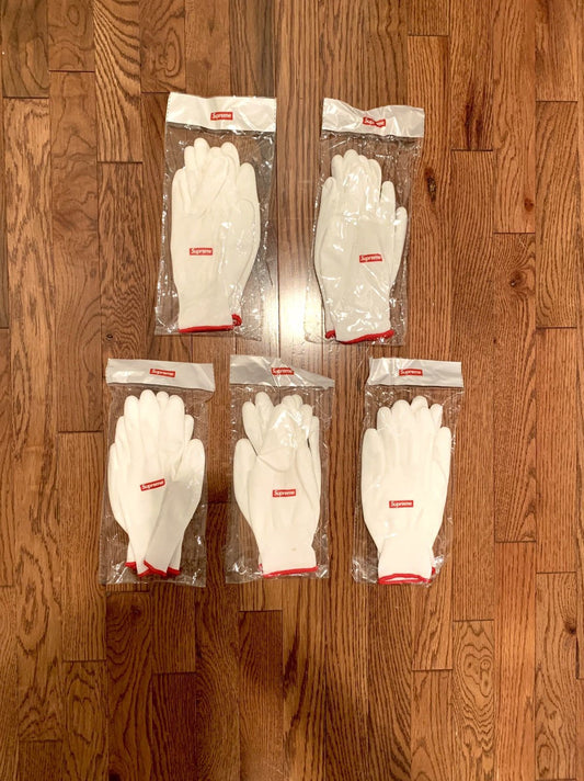 Supreme Lot Of 5  Rubberized Gloves Fw 20 Week 1 Gift - White - Size OS - Front View