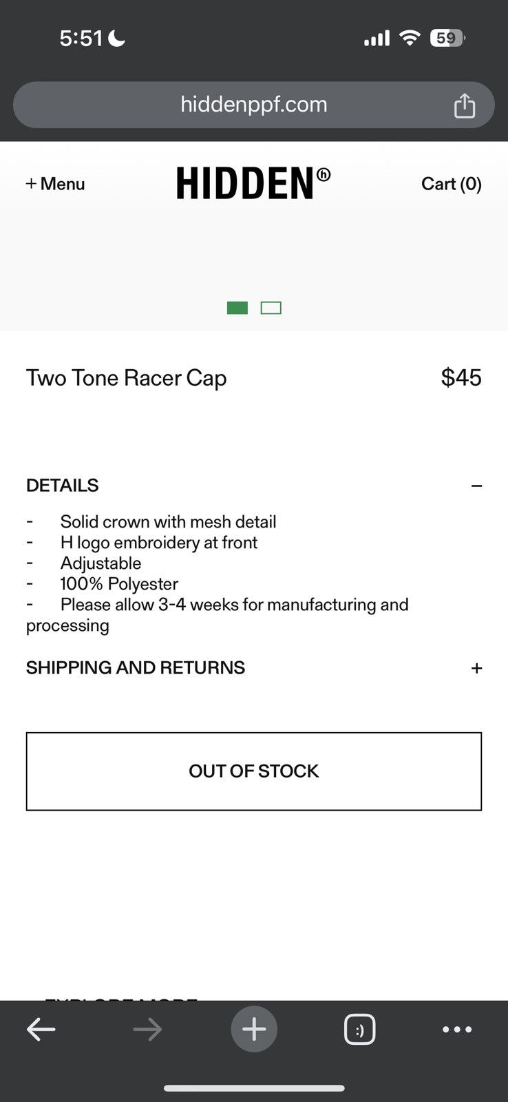 HIDDEN Two Tone Racer Cap Green Tan - Green - Size OS - View 10