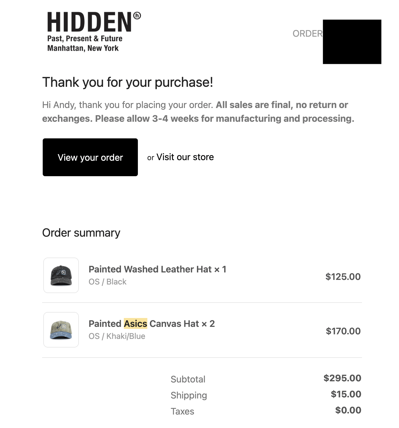 Asics x HIDDEN Painted Washed Leather Hat Black - Black - Size OS - View 19