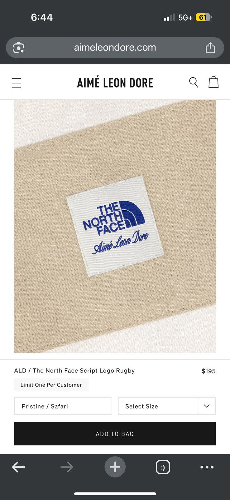 Aime Leon Dore North Face Face Script Logo Rugby - White - Size XL - View 8