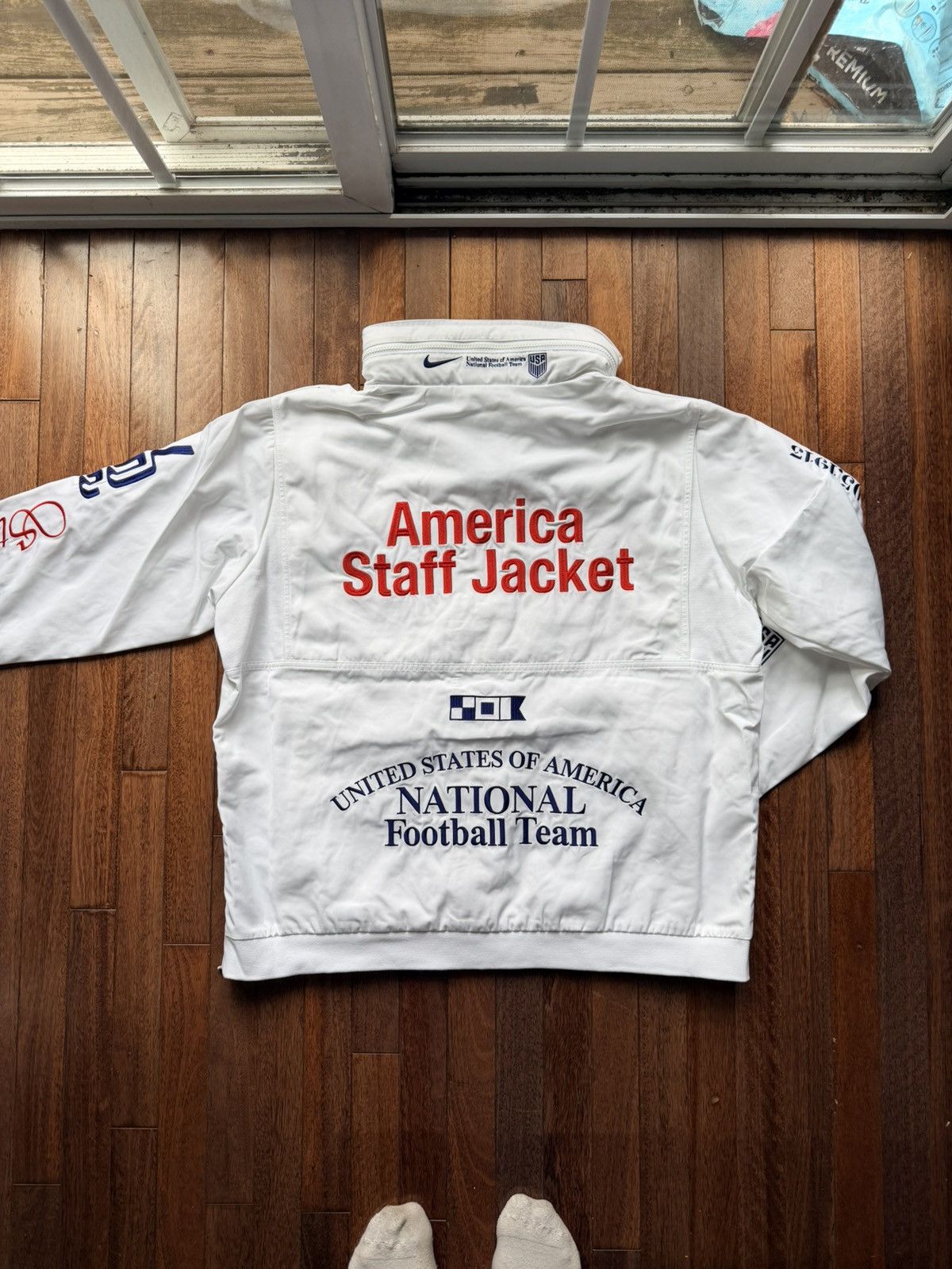 Nike Usa X Virgil Abloh Archive Vaa  Woven Staff Jacket - White - Size XL - Back View