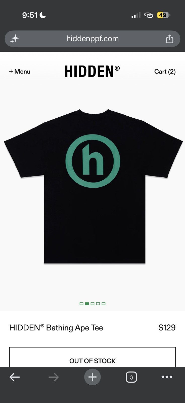 Bape X Hidden Bathing Ape Tee Black - Black - Size XL - View 9