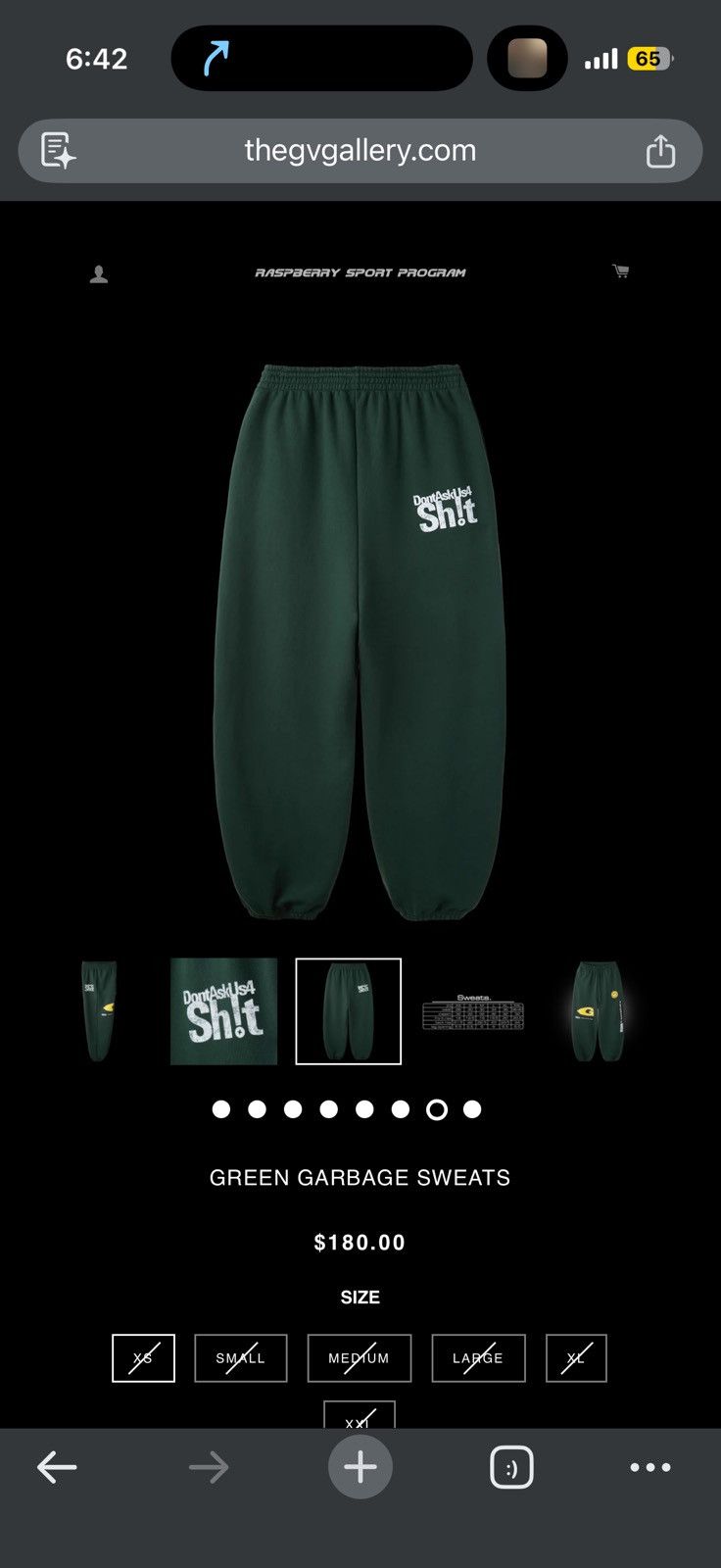 The GV Gallery Gv Gallery Greedy Unit Garbage Sweatpants - Green - Size 36 - View 15