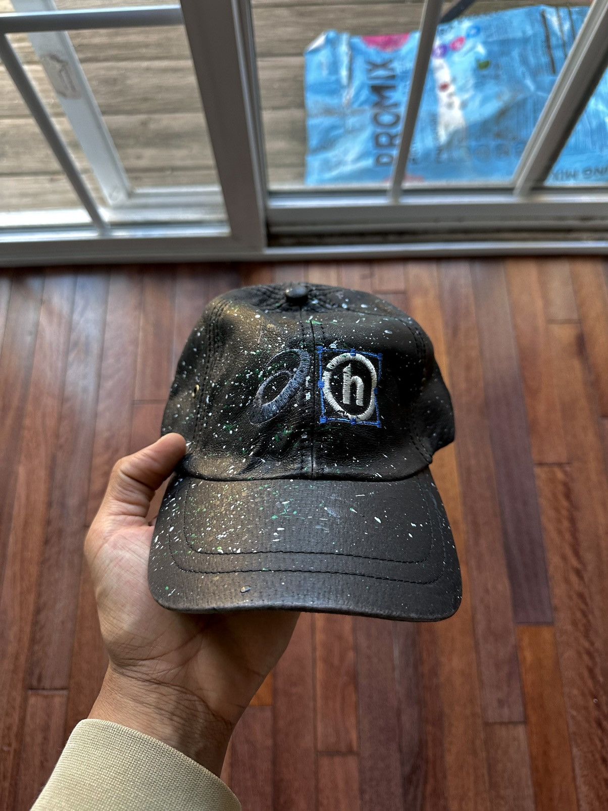 Asics x HIDDEN Painted Washed Leather Hat Black - Black - Size OS - Back View