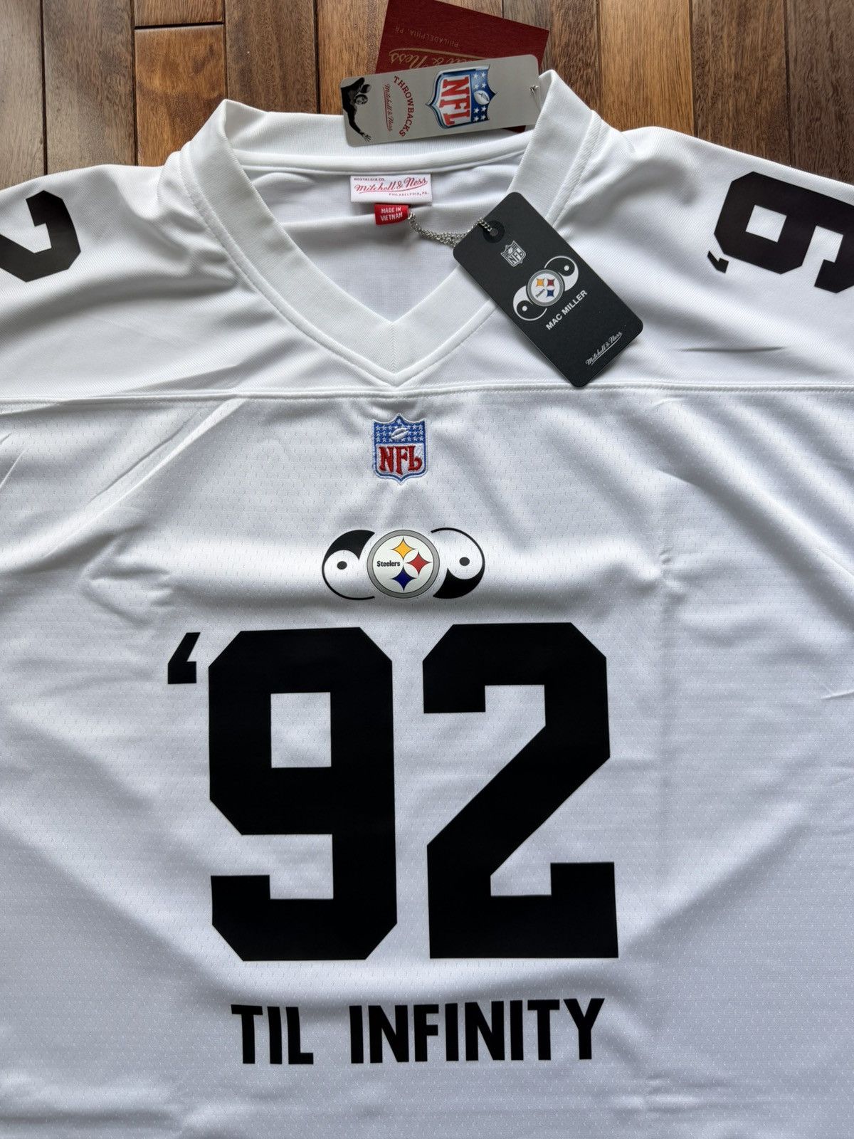 Mac Miller Steelers Blue Slide Park 92 Till Infinity Jersey - White - Size L - Detail Shot