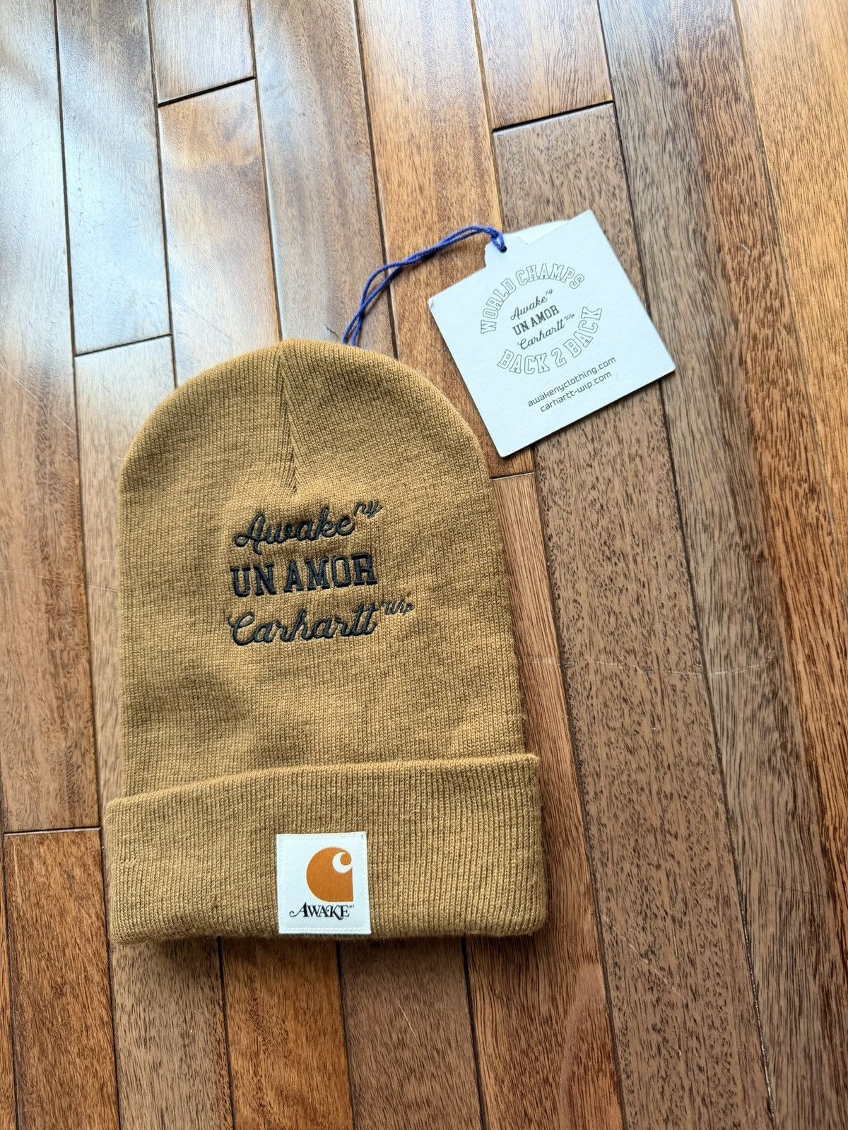 Awake NY × Carhartt Un Amor Beanie Tan - Tan - Size OS - Front View
