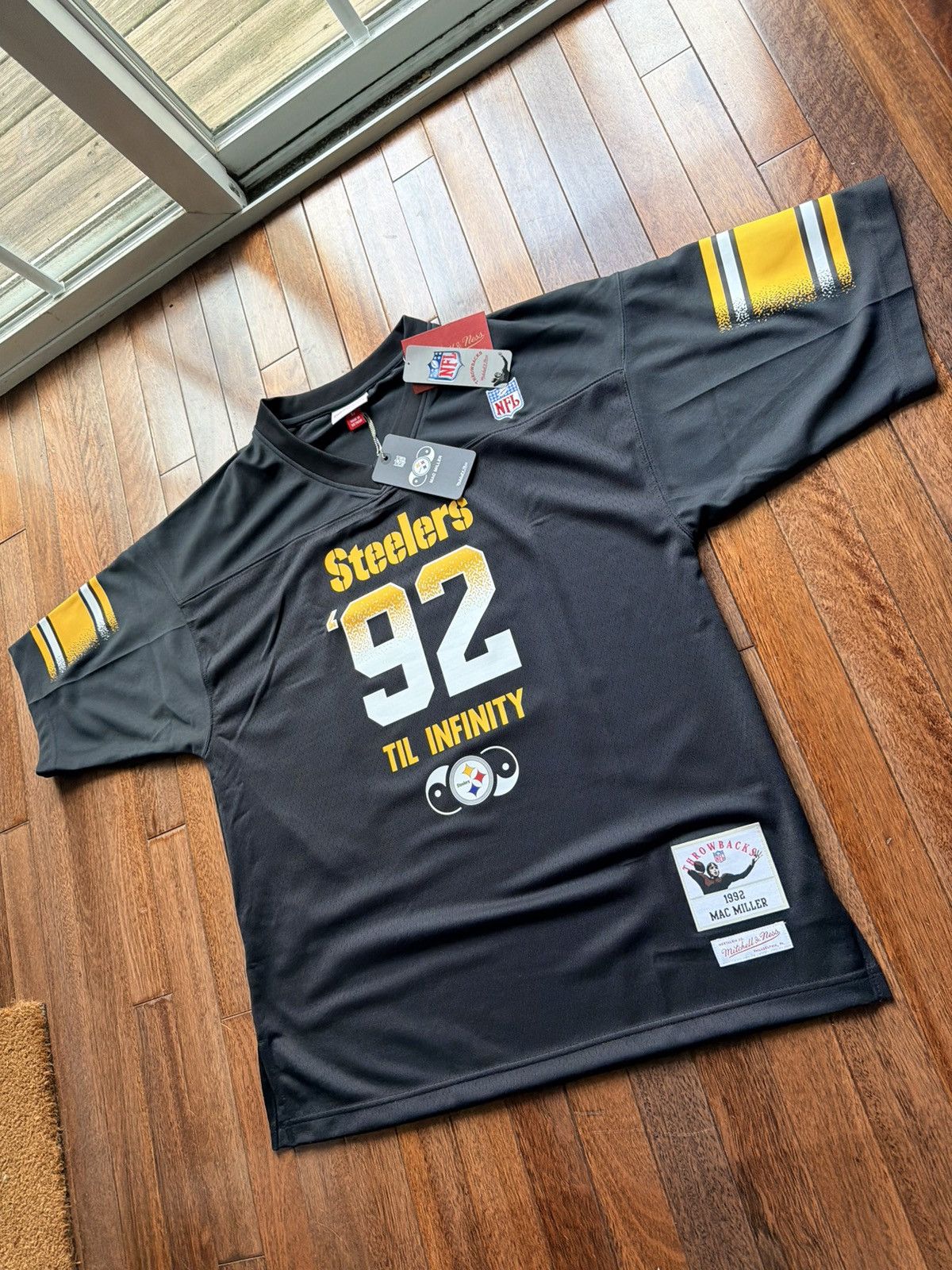 Mac Miller Steelers Blue Slide Park 92 Till Infinity Jersey - Black - Size L - Detail Shot